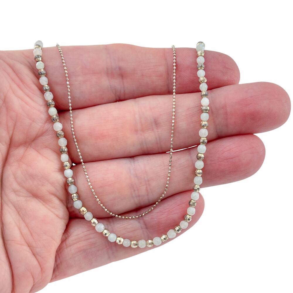 Vintage Sterling Silver 925 Bead Double Strand Necklace 16"-18"
